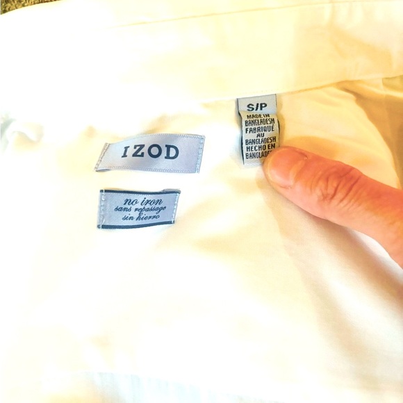 Izod White Cotton Collared Button-down Shirt with French Cuffs Size Small - Picture 5 of 5